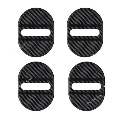 Car Door Lock Protector Plastic Carbon Stopper - 4pcs Set - Black image