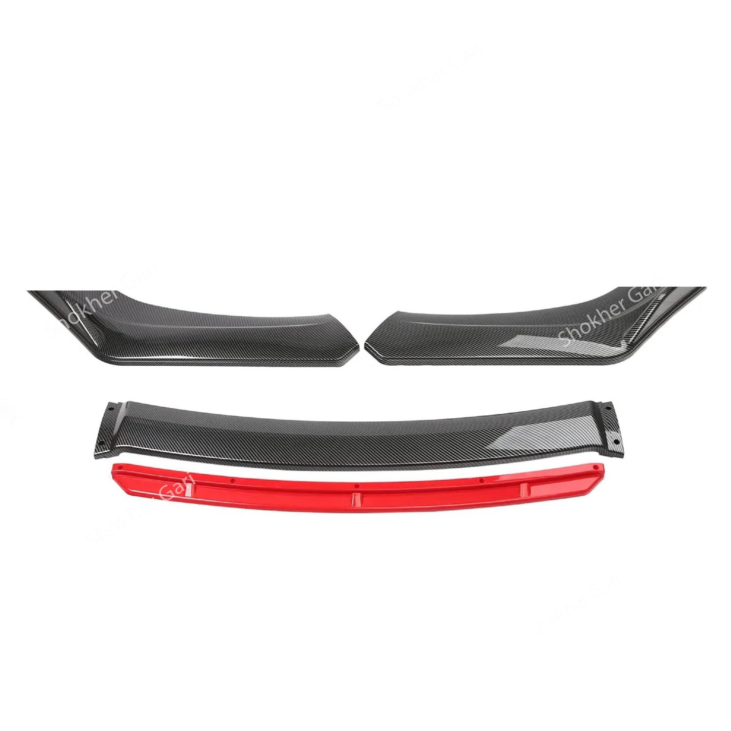 Universal Car Front Diffuser Body Kit Guards 4 pieces Set - Carbon FIber image