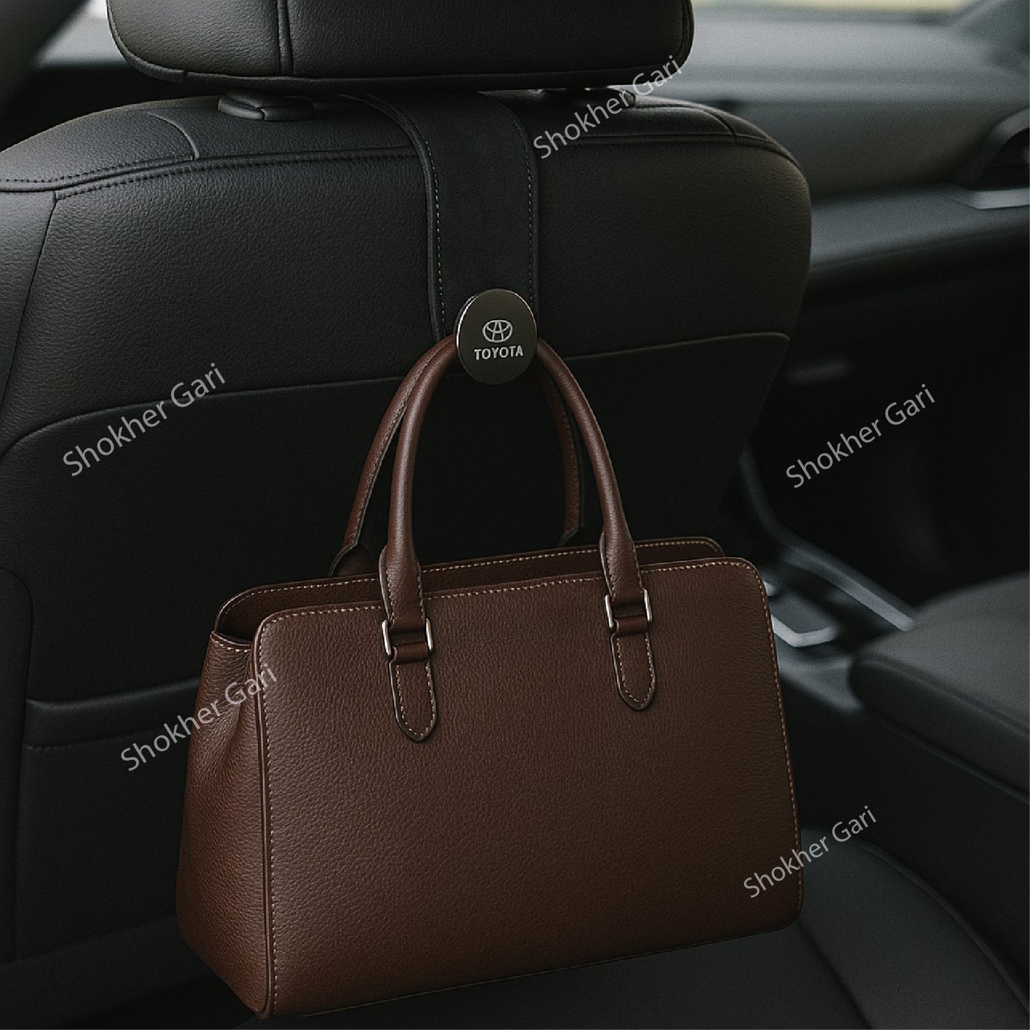 1Pcs Suede Hook Car Seat Headrest - Black image