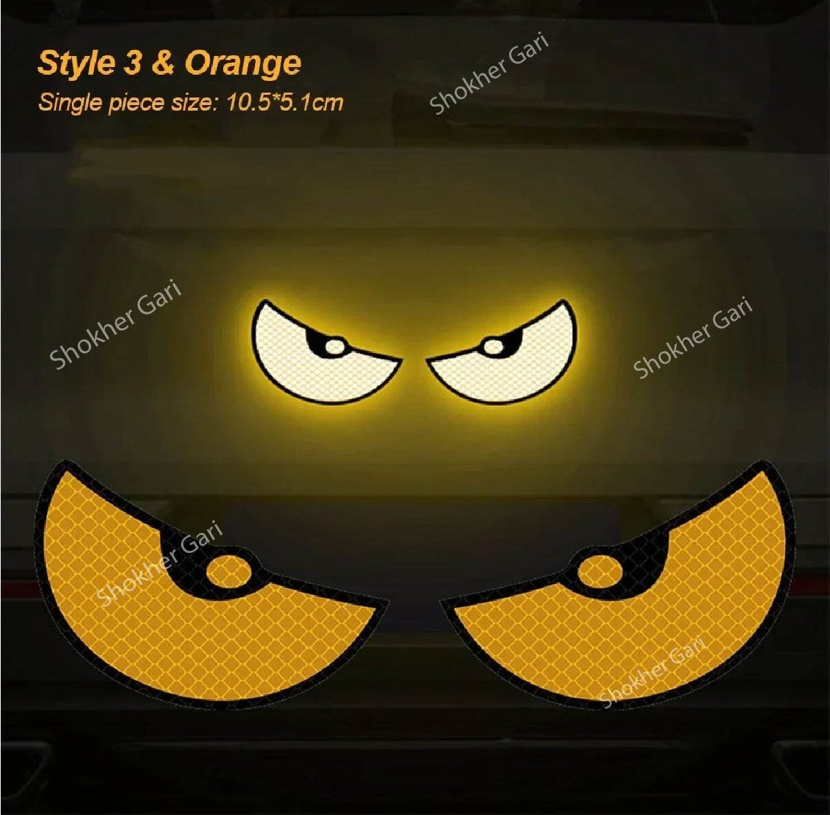 2Pcs Round Cat Eyes Pattern Night Reflective Sticker  - Green image