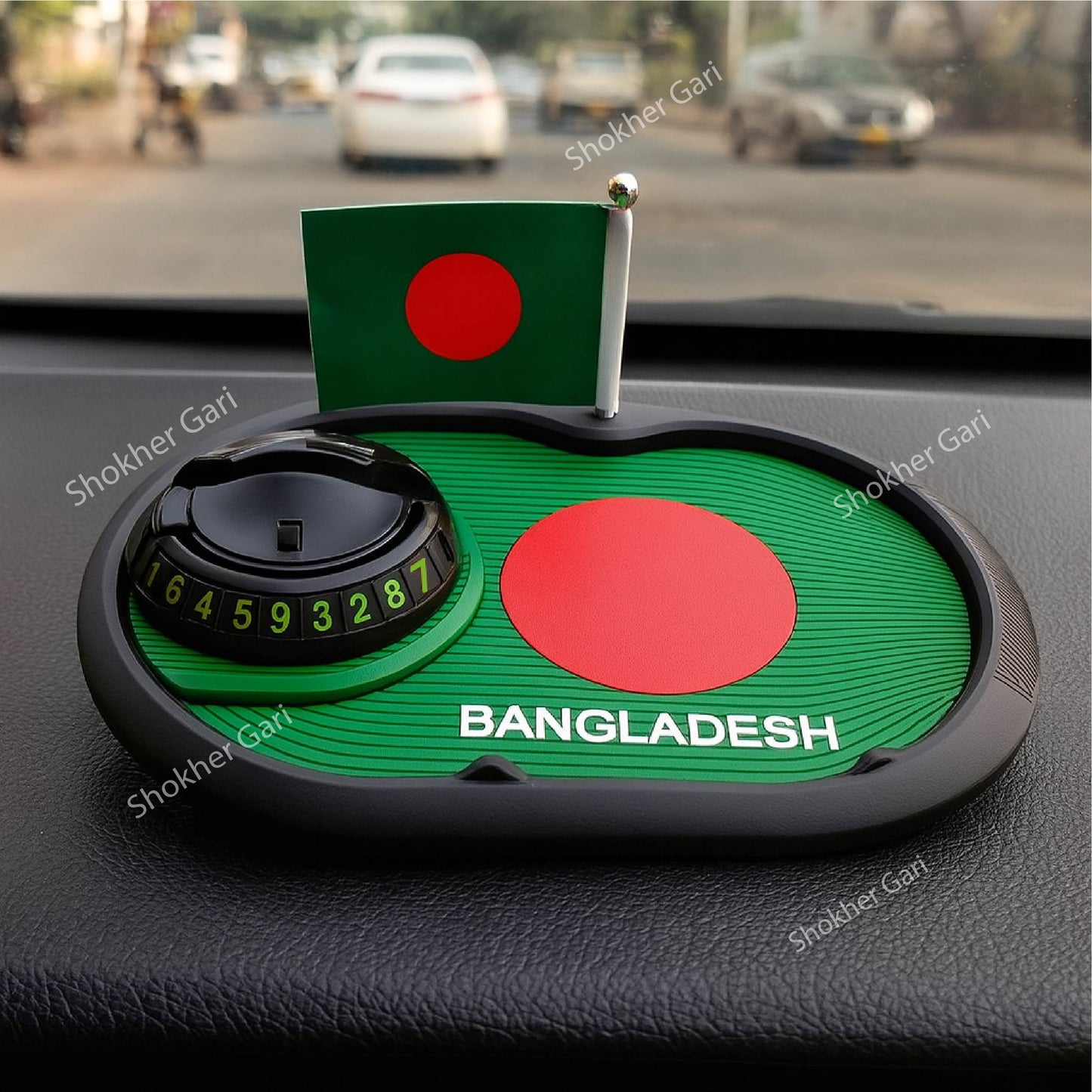 Bangladesh Flag  3 in 1 Car mobile mat High Quality With mobile Number image 2