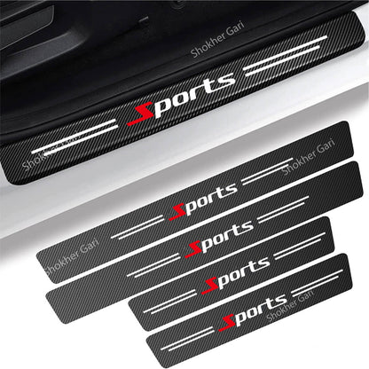Carbon Fiber Car Door Sill Sticker Protector 4pcs Set image 2