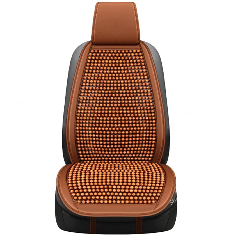 1pcs Wood Beaded Car Seat Cushion Cover - Brown image