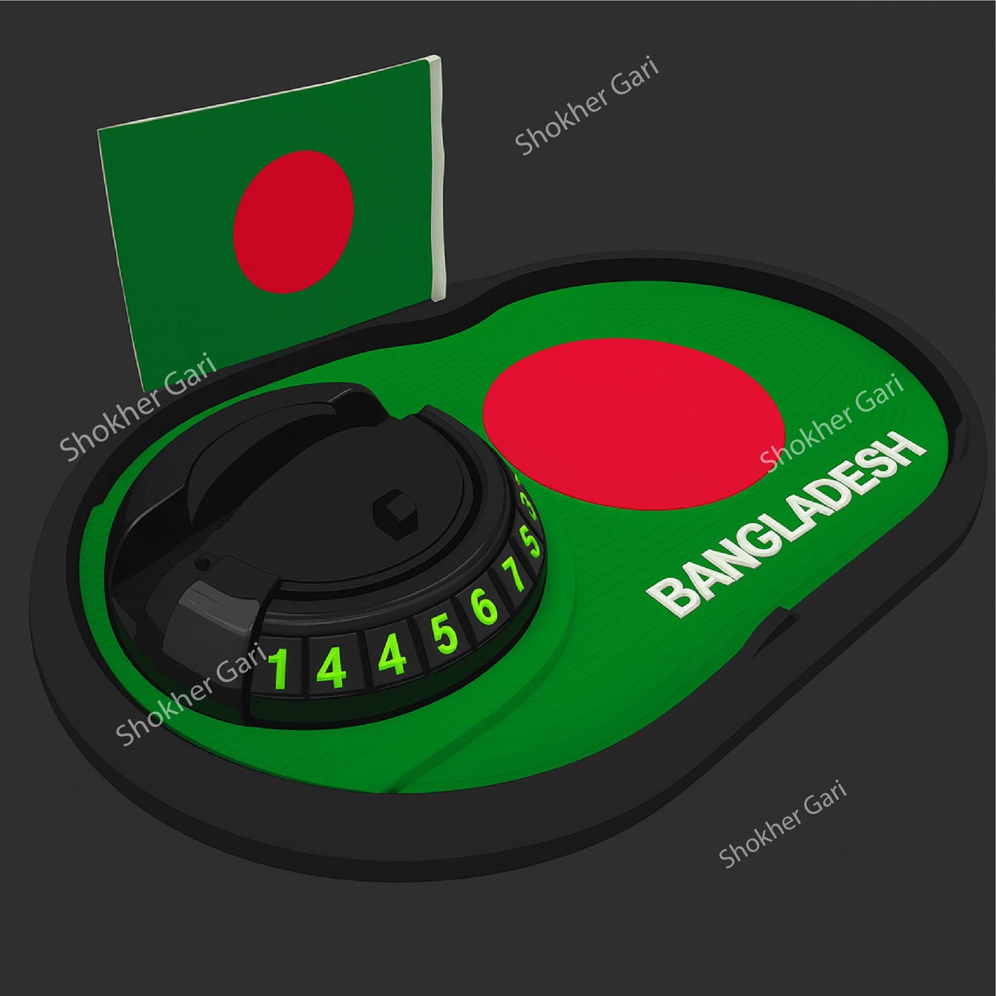 Bangladesh Flag  3 in 1 Car mobile mat High Quality With mobile Number image 3
