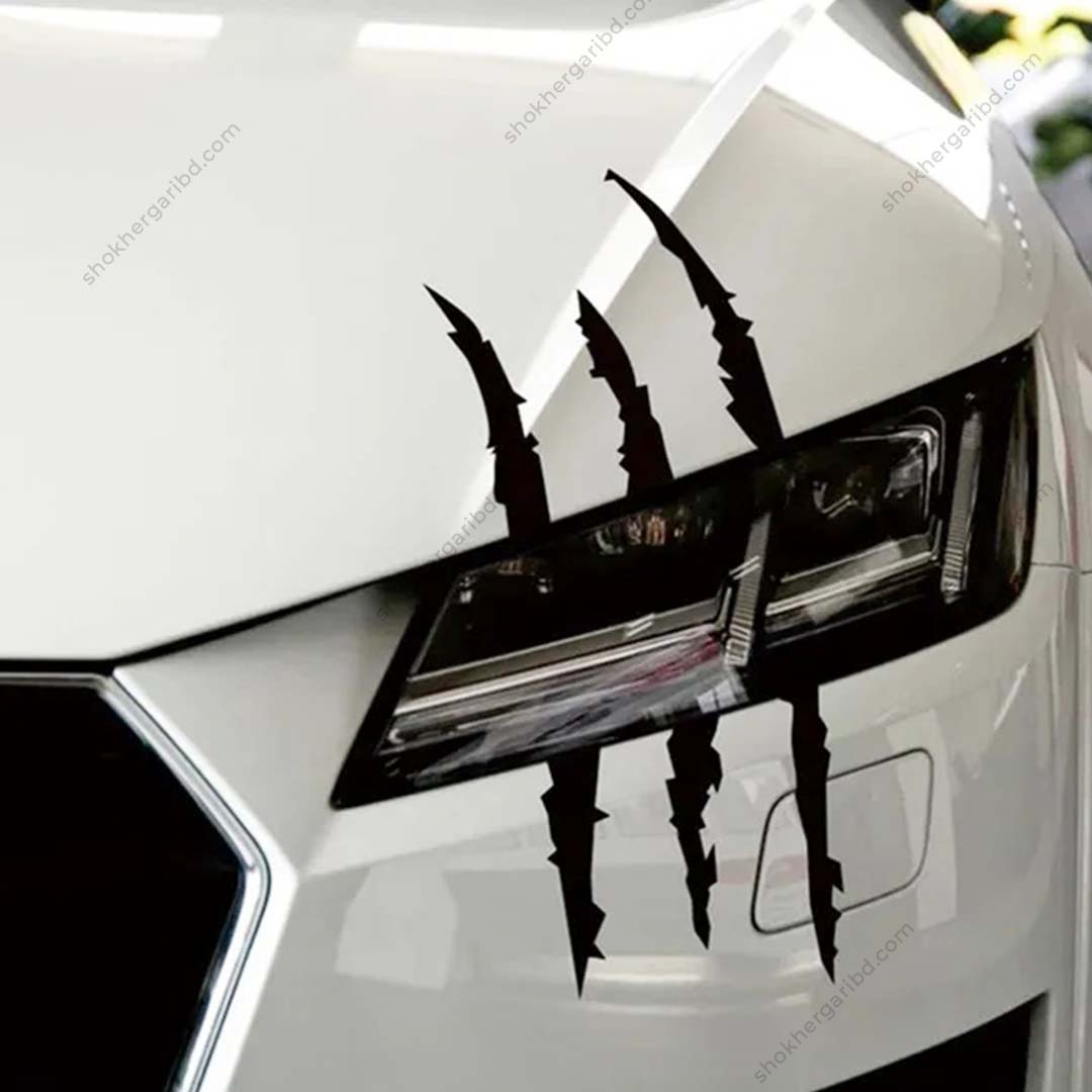 2pcs Claw Marks Sticker For Car Headlight - Black image