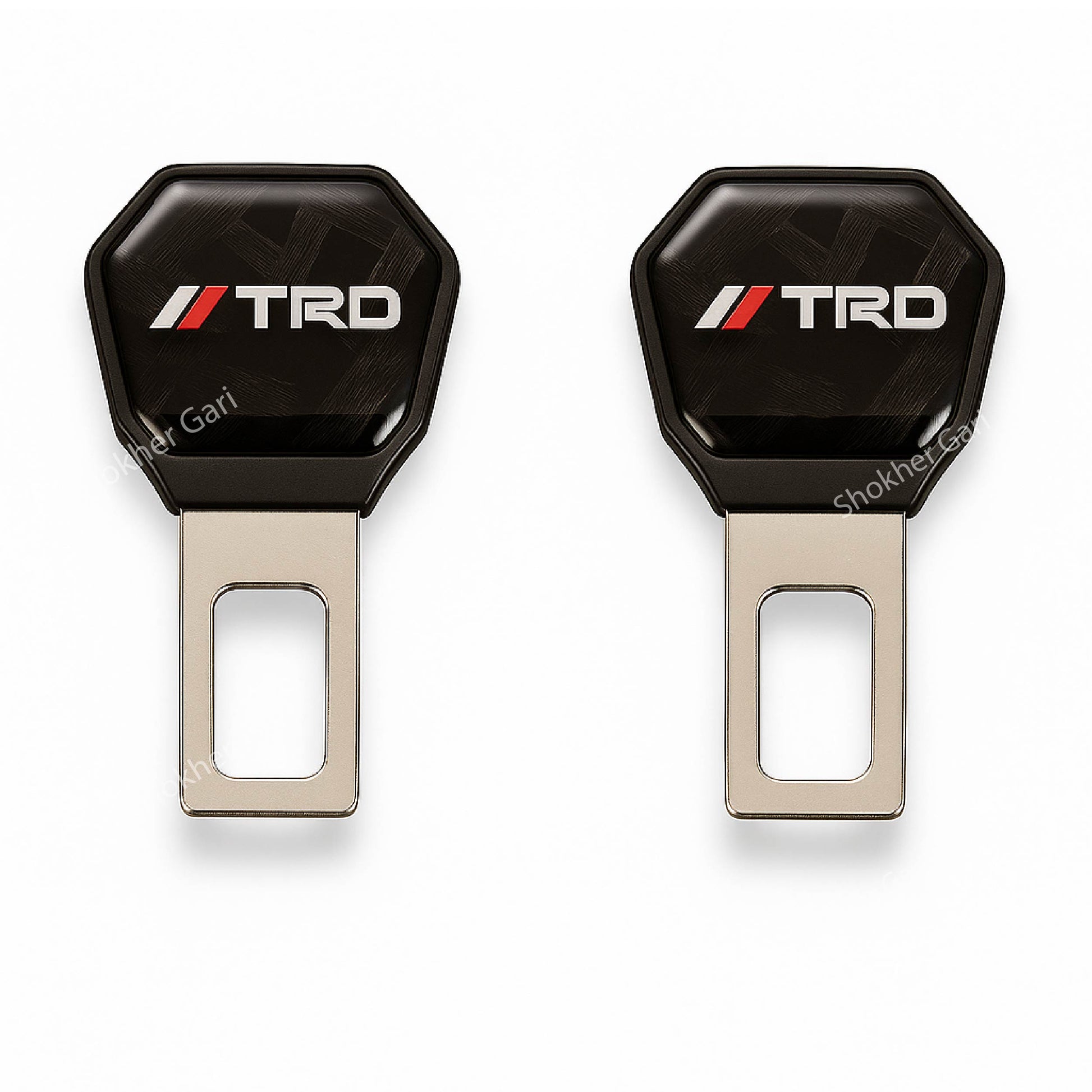 Car Metal Carbon Style Seat Belt Clip 2pcs - TRD Two image