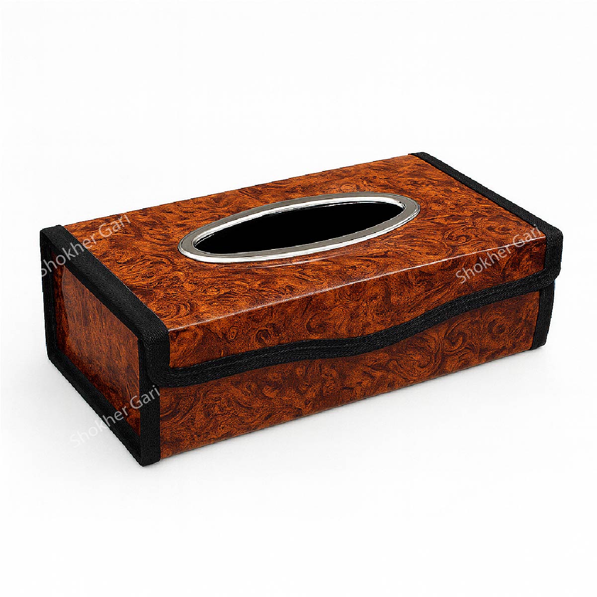 Portable Car Tissue Box - Wooden image