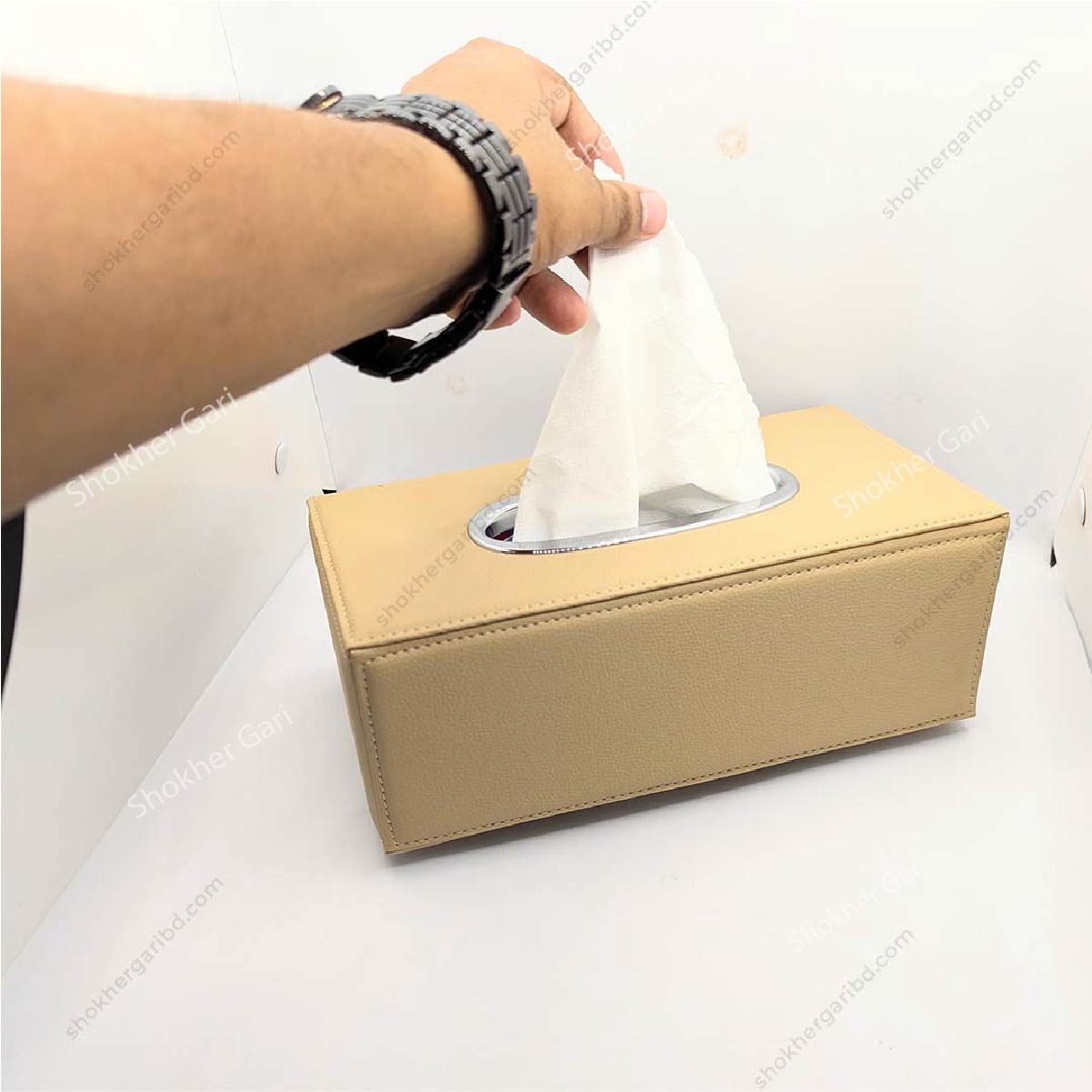 Car Tissue Box Rectangular Style PU Leather
