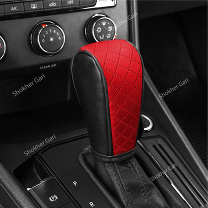 Car Gear Shift Handle Cover - Comfortable Gear Shifter Cover - Red &amp; Black image