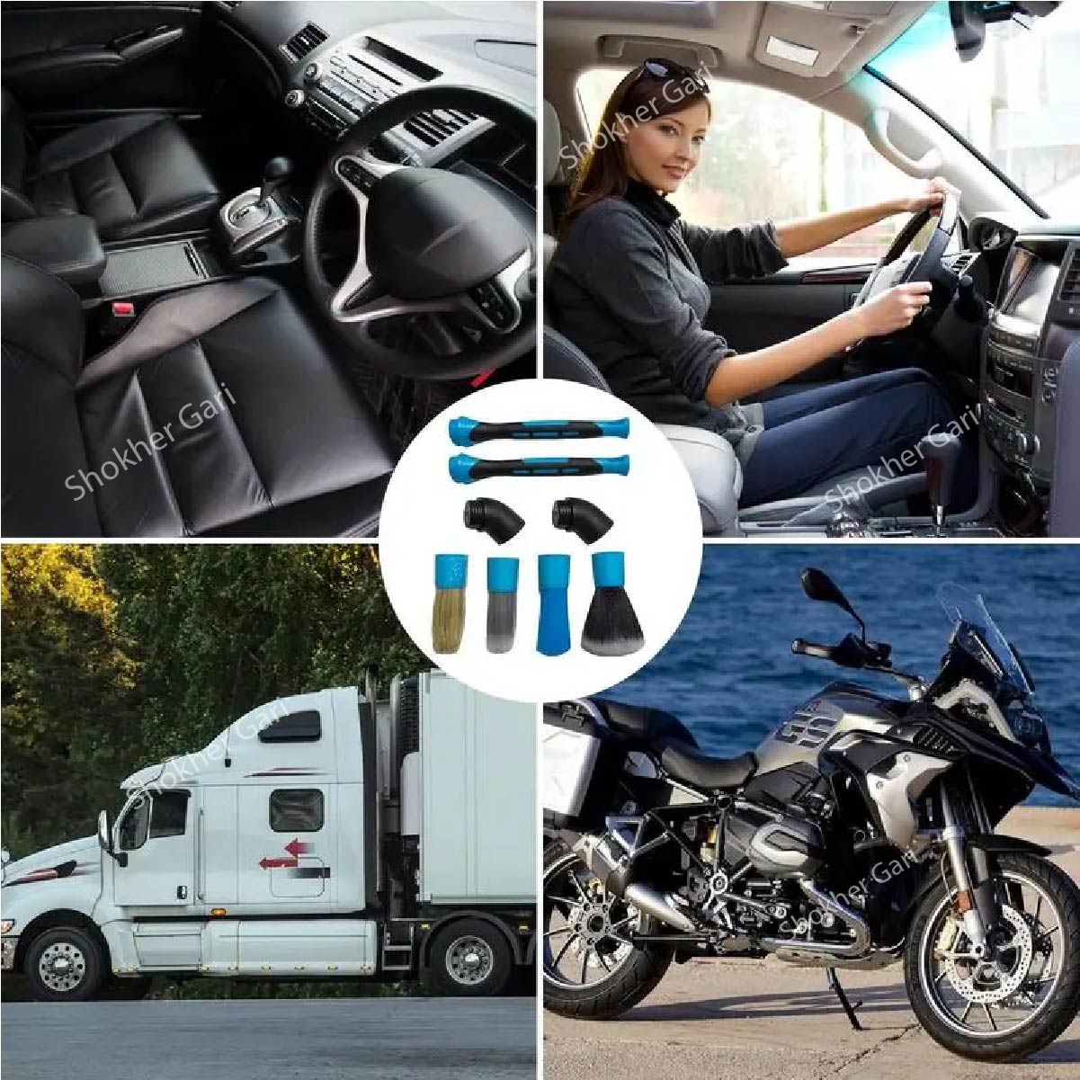 3pcs Car Brush Blue Style Set Detailing Brush Set image 2