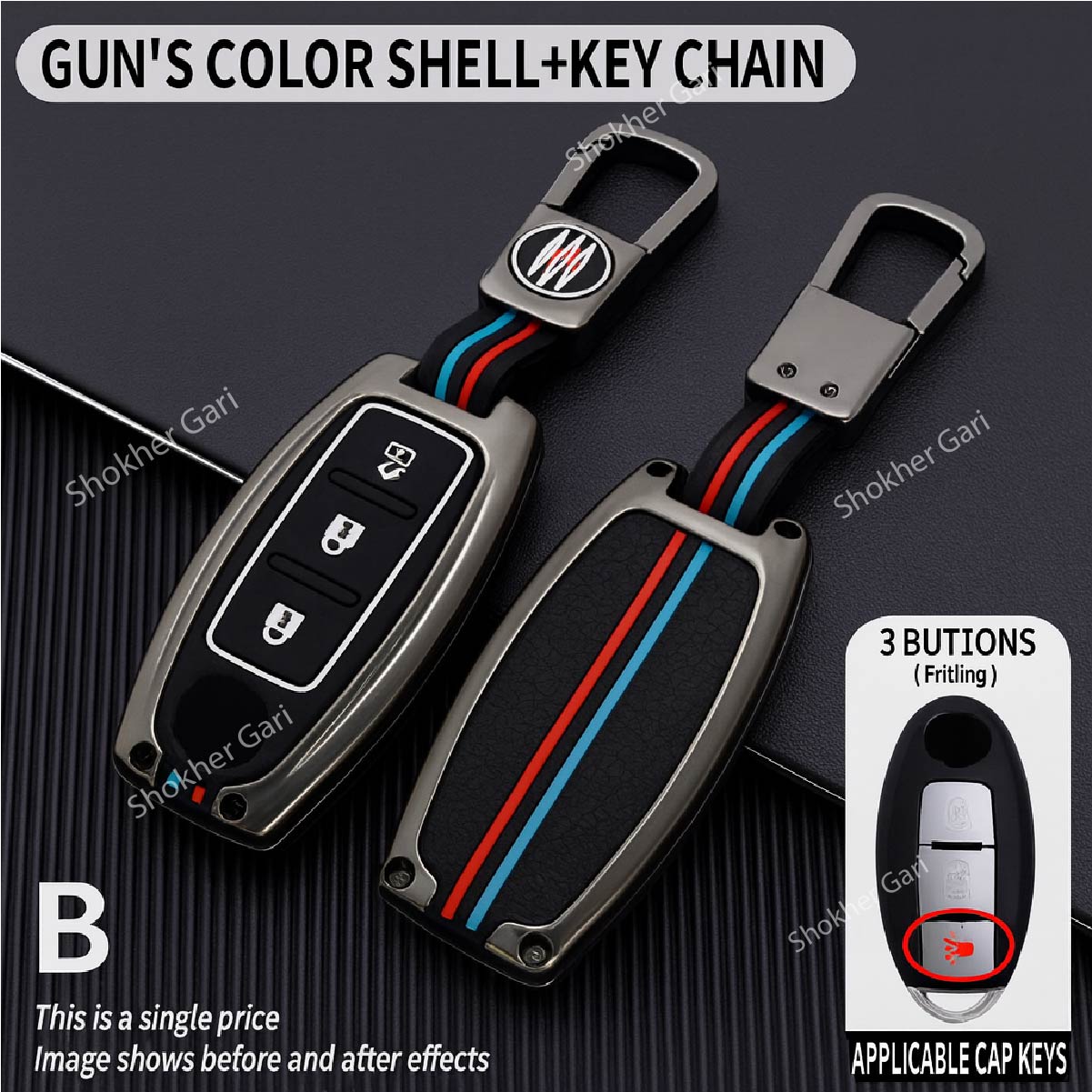 M/Y Zinc Alloy Key Cover Protection Metal Remote Cover For Toyota , Honda, Nissan, Mitsubishi,Hyundai, MG ,BMW Strong Key Cover - Juke image