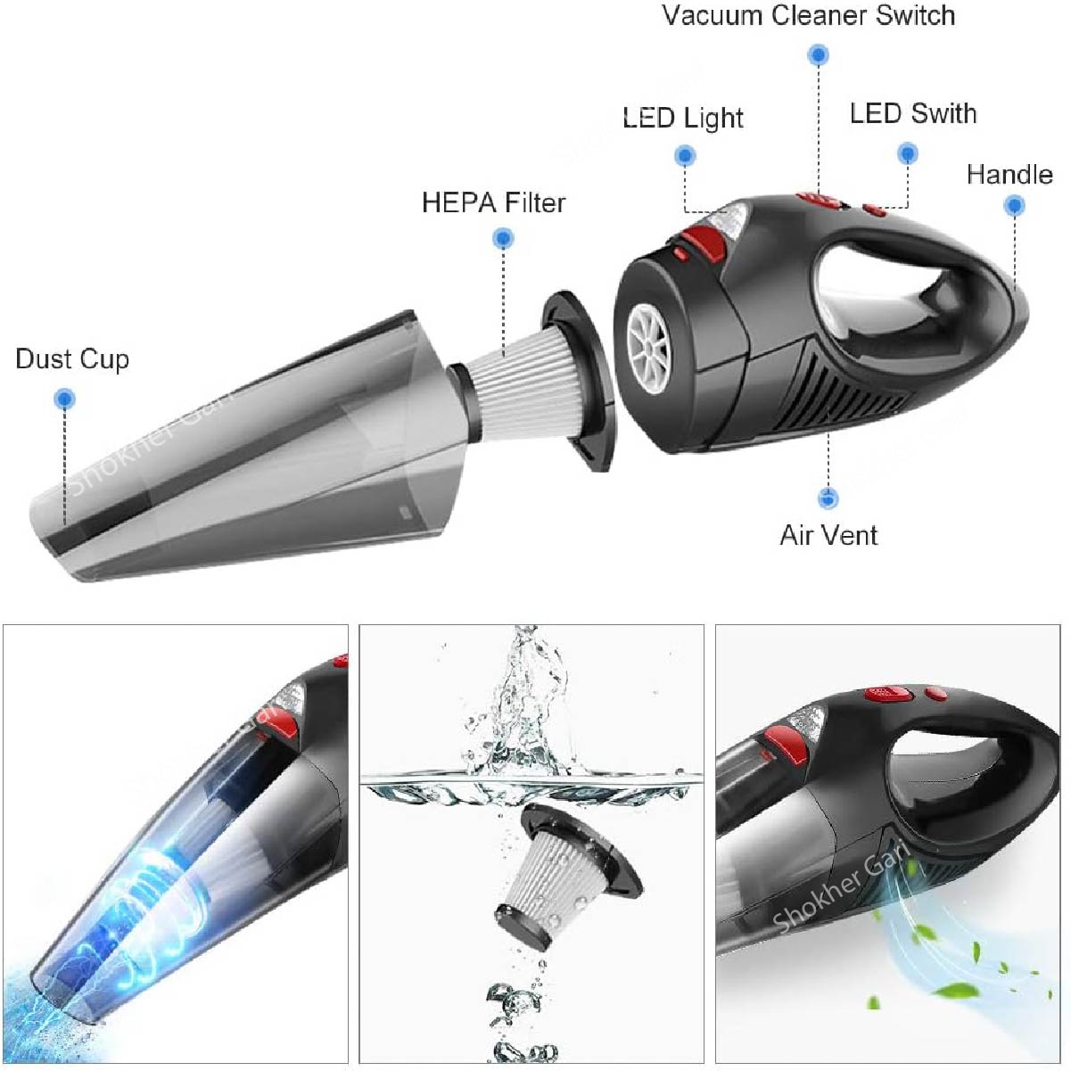 Rechargeable Car Vacuum Cleaner with Light image 2