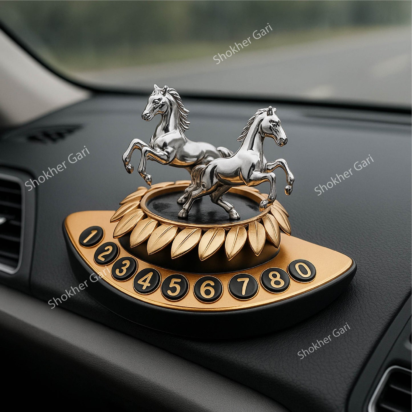 Car Parking Plate Solar Car Air Freshener - Golden image