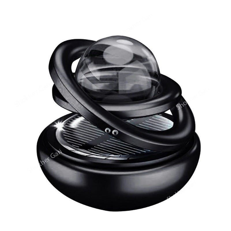 Double Ring Solar Car Perfume with Ball- Showpiece and Perfume