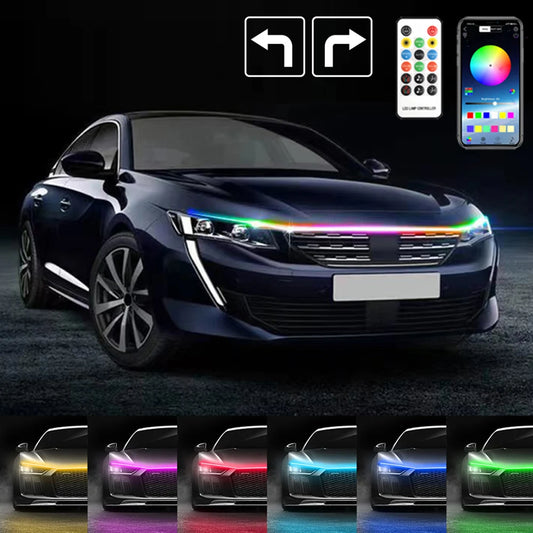 RGB Flowing Styling Car Hood Light LED Strip light - Remote And App Controlled image 0