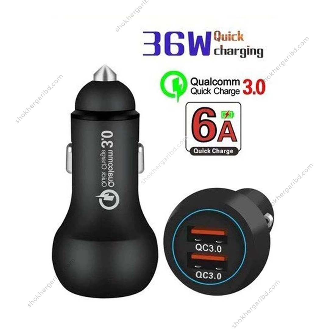 Car USB Fast Charger Pugan 3in 1 36W image 1