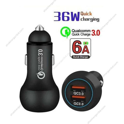 Car USB Fast Charger Pugan 3in 1 36W image 1