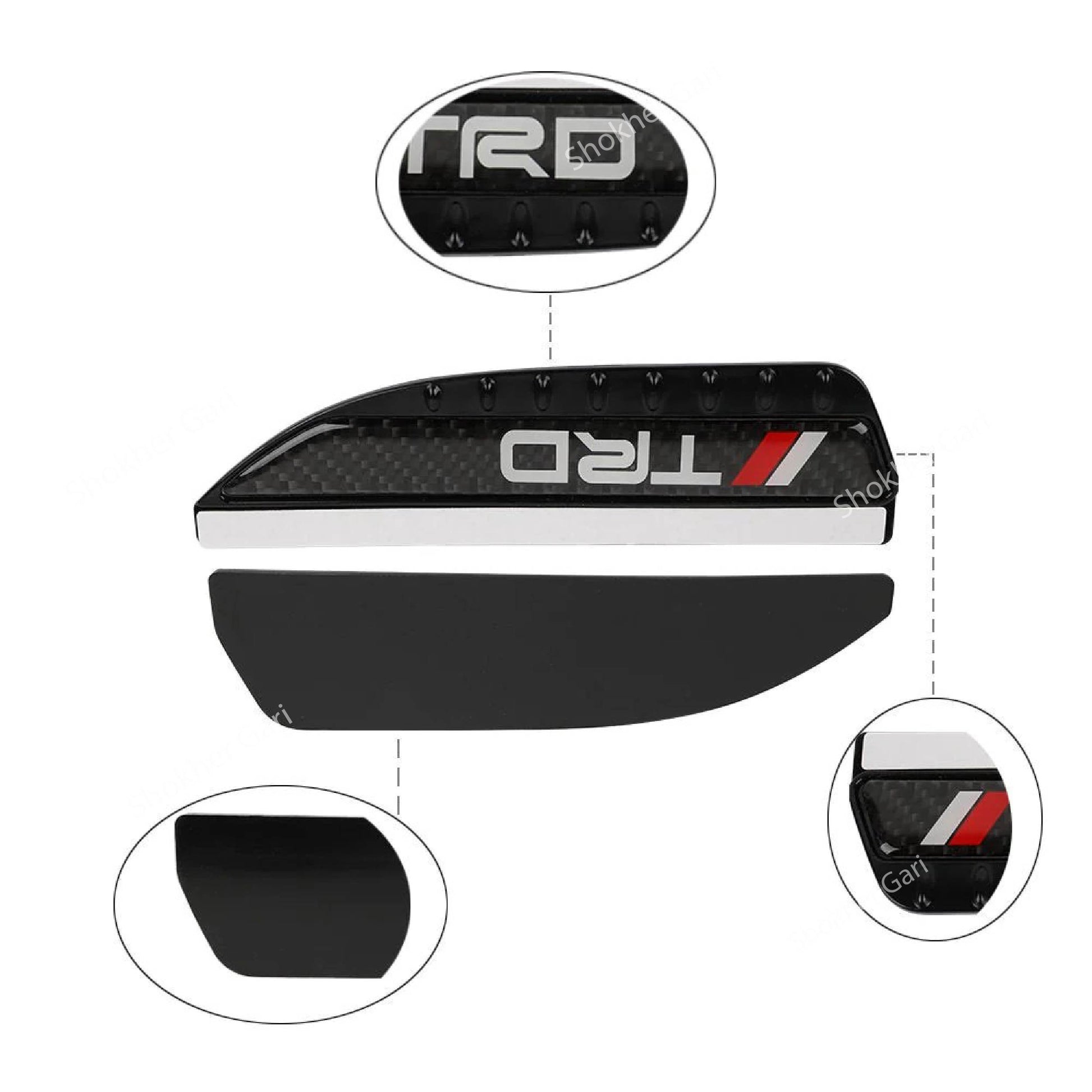 TRD Carbon Fiber Rear View Side Mirror Rain Guard 2 Pieces Set image 3