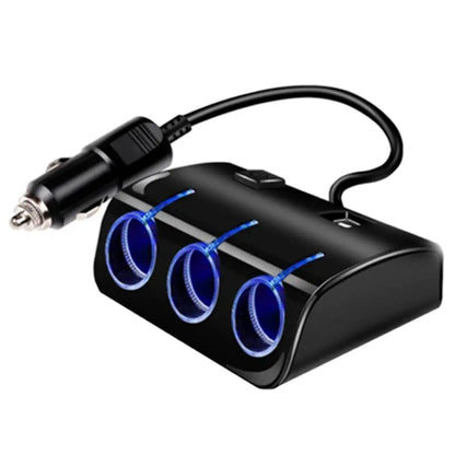 Dual USB Port 3 Lighter Socket Fast Charging Car Charger Adapter image 0