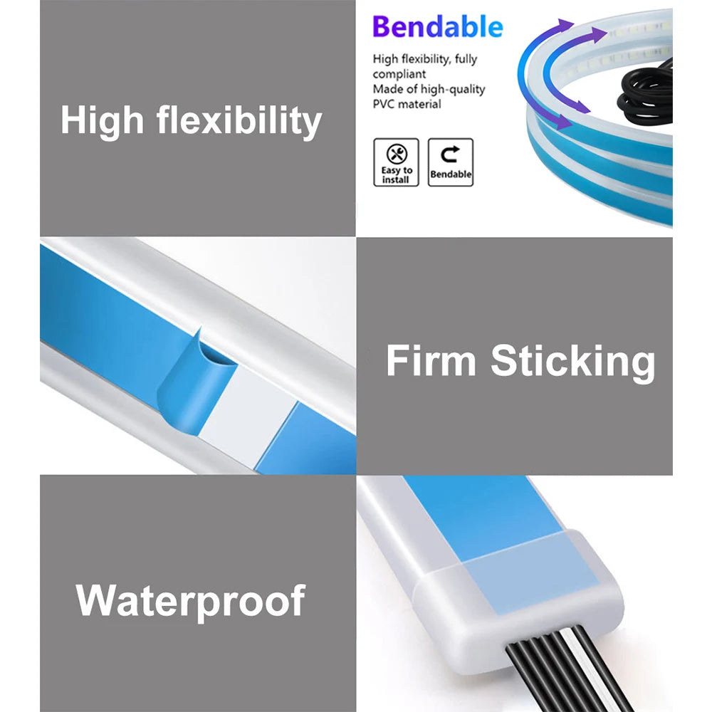 RGB Flowing Styling Car Hood Light LED Strip light - Remote And App Controlled image 4