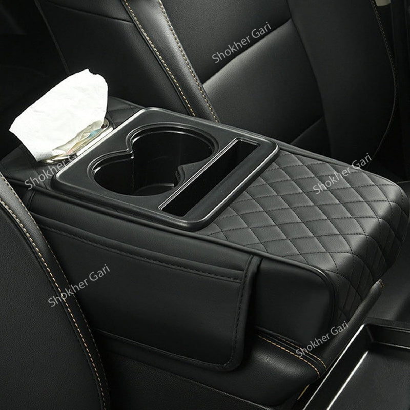 Car Armrest Cup and Phone Holder with Tissue box image 4