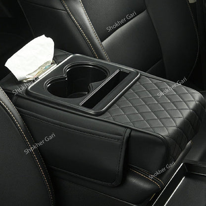 Car Armrest Cup and Phone Holder with Tissue box image 4