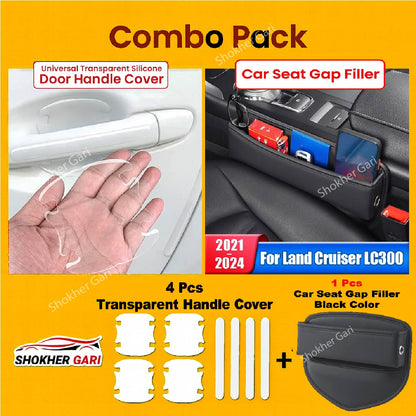 Combo -2 , Seat Gap filler 1pcs &amp; 4pcs transparent Handle cover - Black image