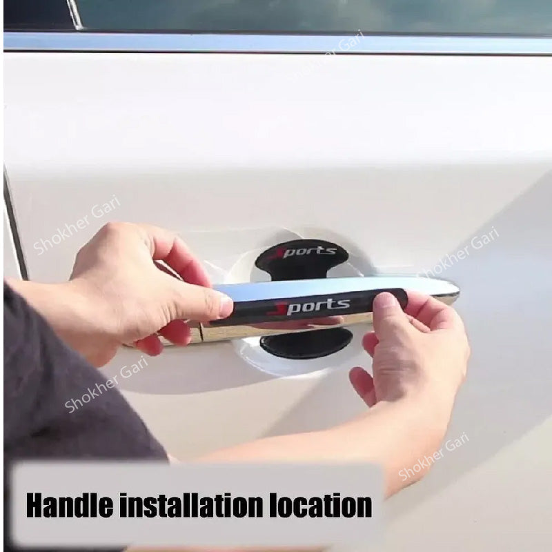 8 pcs set Sports Car Door Handle Bowl Cover Protector Sticker image 0