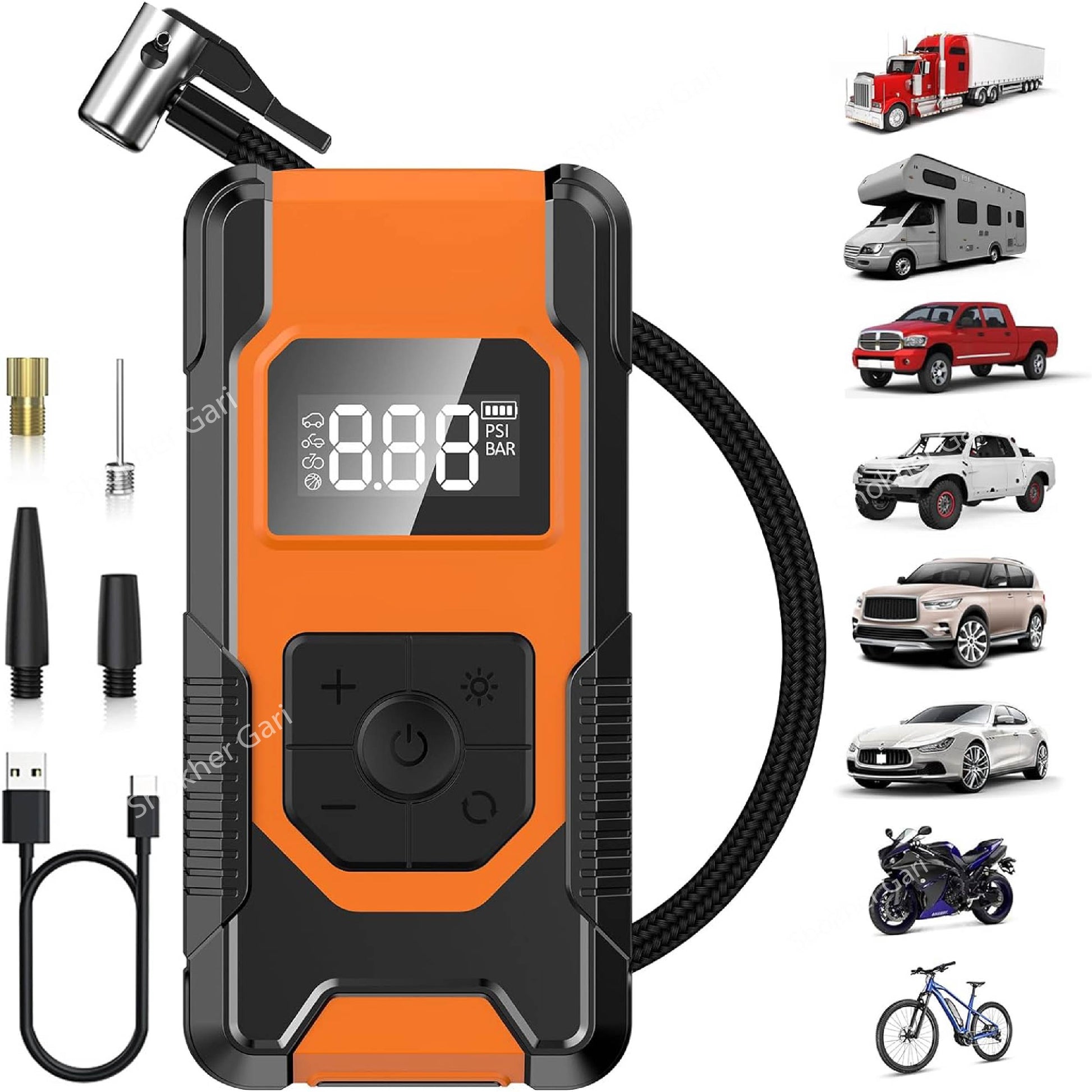12V Smart Electric Car Tire Pump with Power Bank image 4