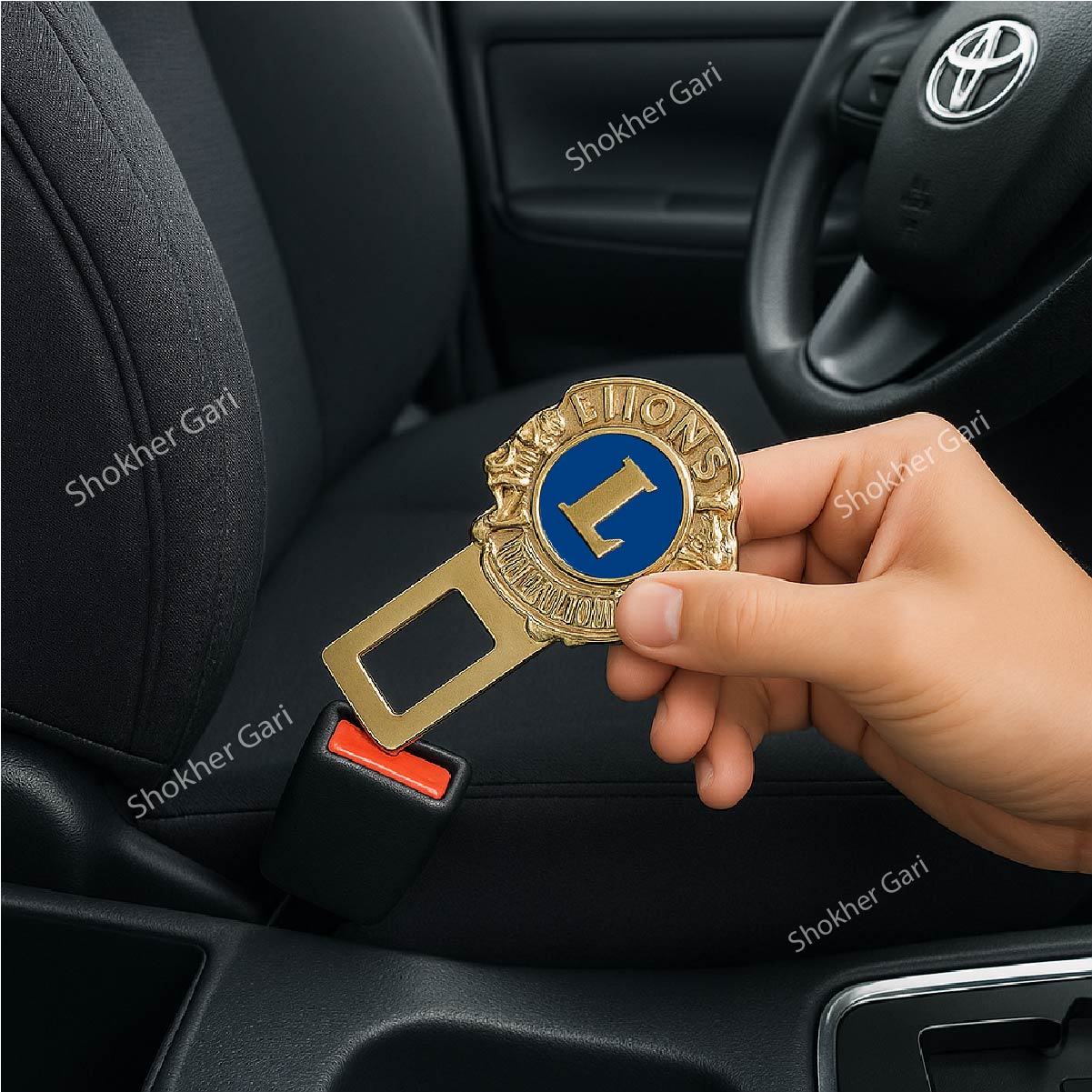 Lion Logo Car Seatbelt Clips 2pcs image 0