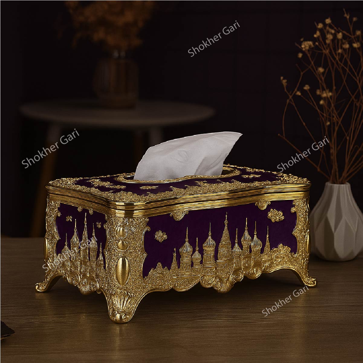 European Style Plastic Tissue Box - Purple image