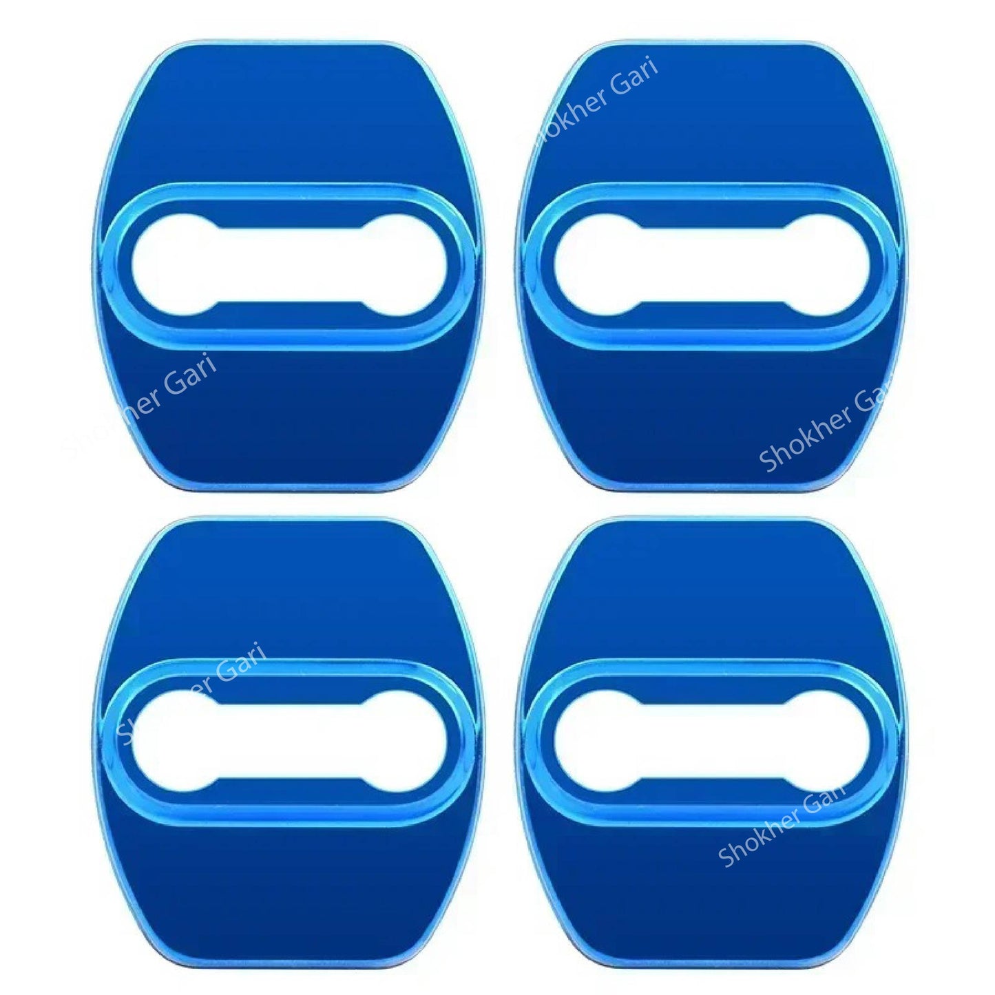 Metal 4Pcs Car Door Lock Protect Cover - Blue image
