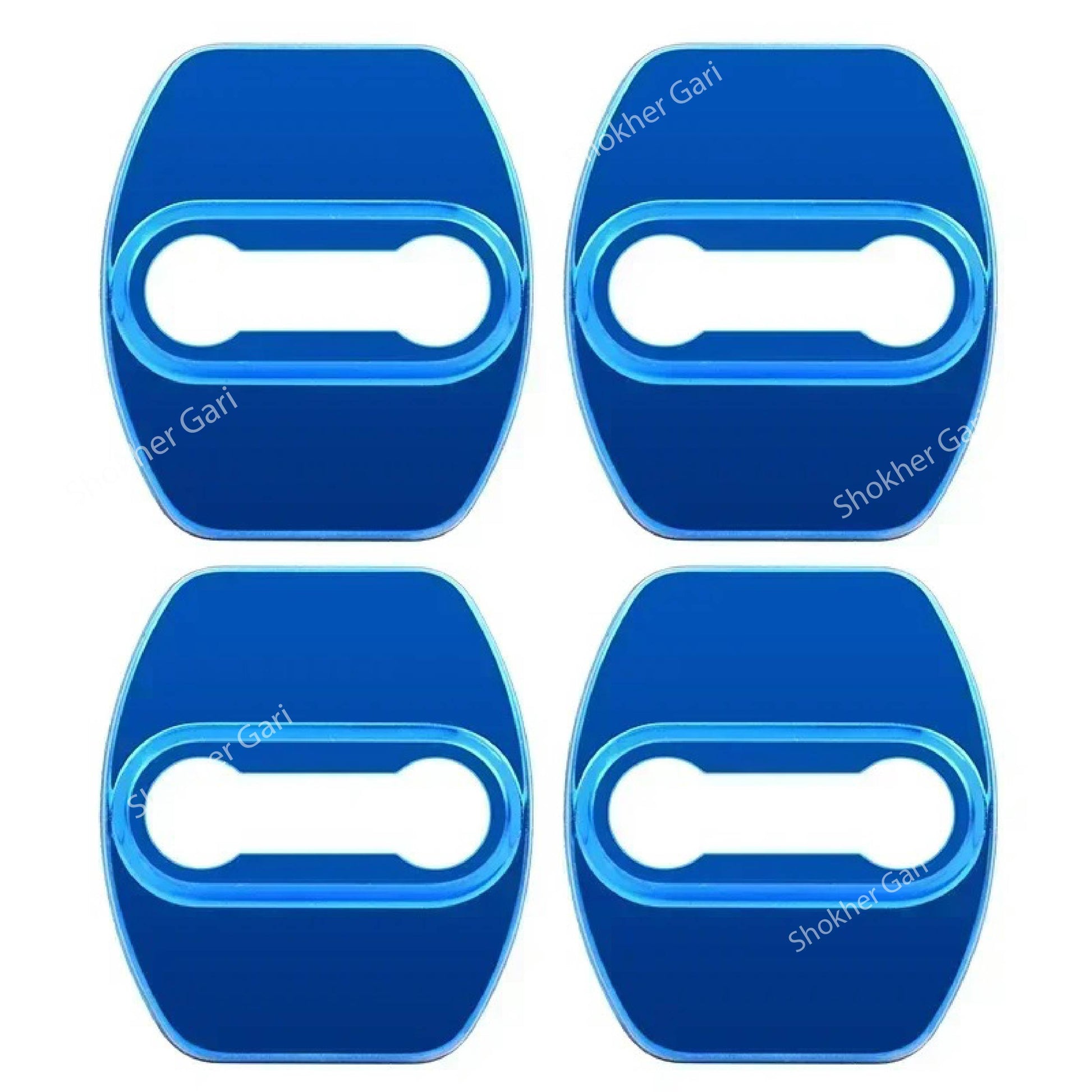 Metal 4Pcs Car Door Lock Protect Cover - Blue image