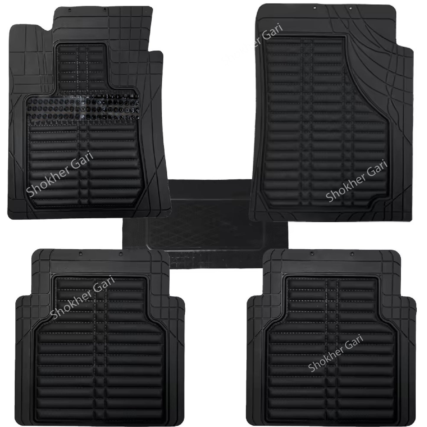 4D Luxury PVC Soft Floor mat 5pcs set - Black image