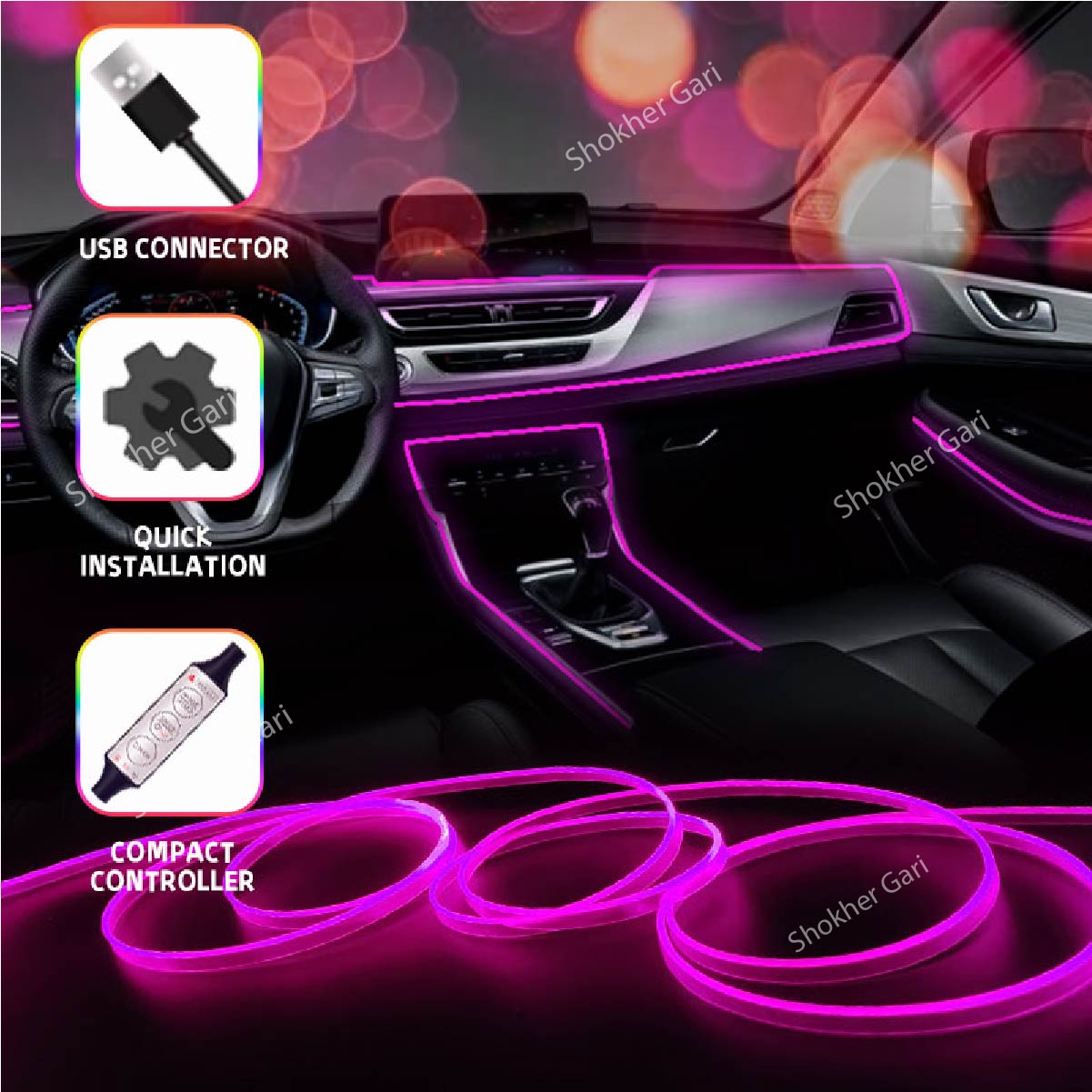 USB Wireless 3 Meter Remote App Control Neon RGB light image 2