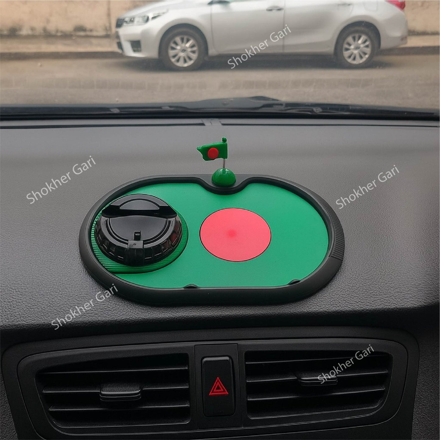 Bangladesh Flag  3 in 1 Car mobile mat High Quality With mobile Number - Style 02 image