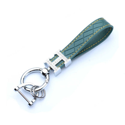 1 Pcs Check Glitter Style Pu Leather key Ring - Green image