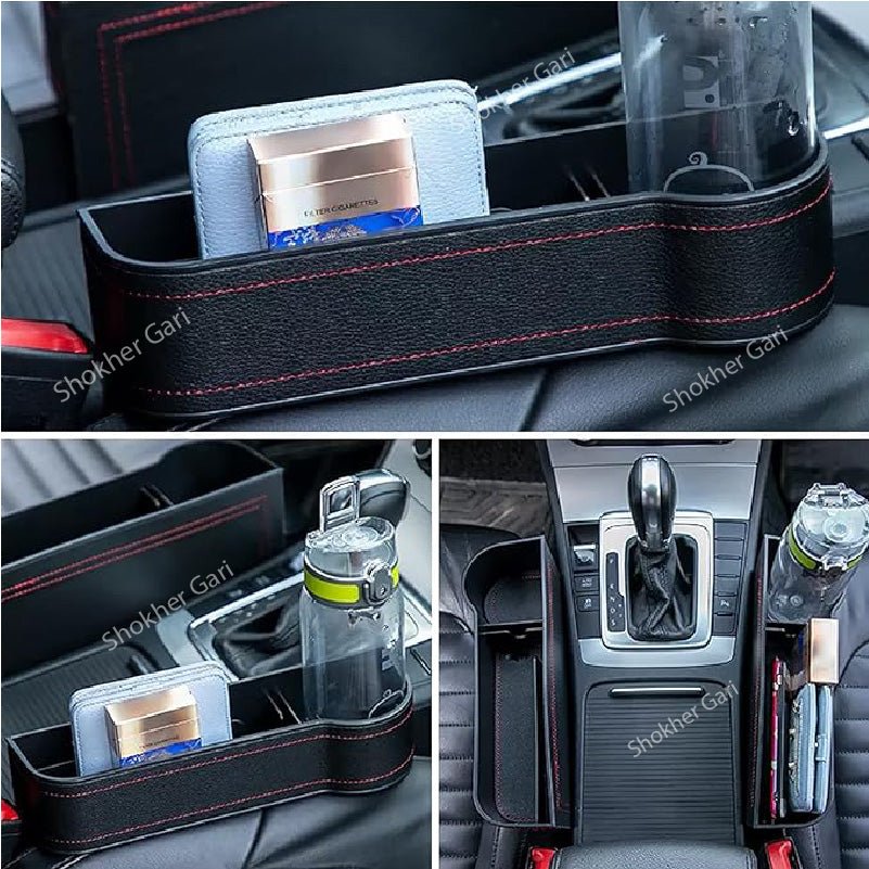 Car Seat Storage with Cup Holder and Charging Hole- Car Seat Gap Filler - Cup and Mobile Holder