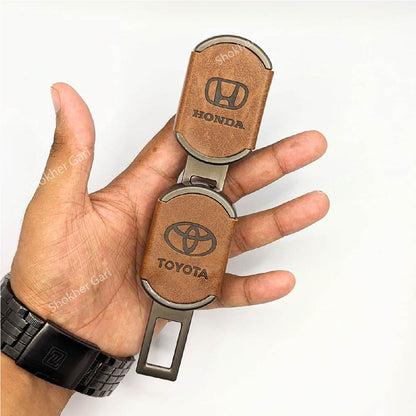 1pcs Brown PU Leather 2 IN 1 Seat Belt Clip image 5