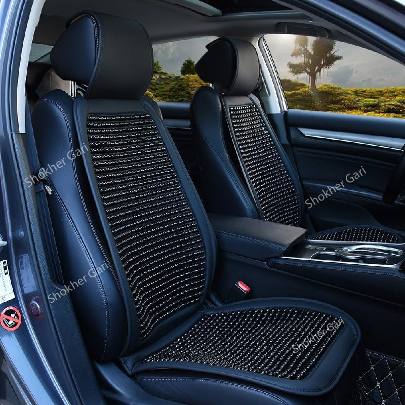 1pcs Wood Beaded Car Seat Cushion Cover - Black image