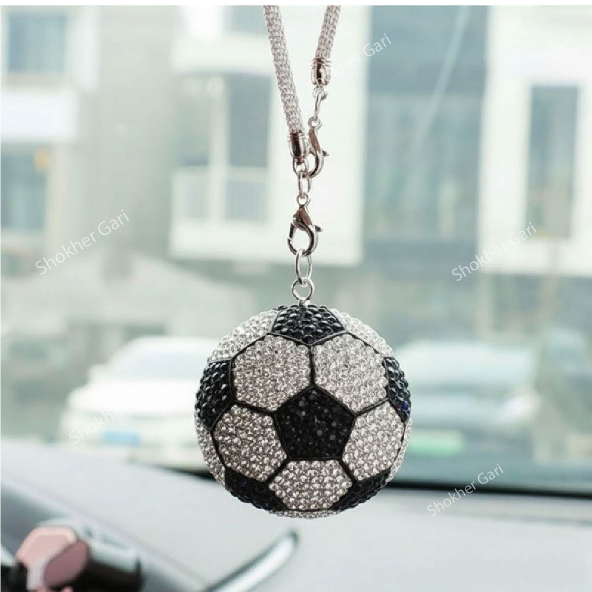 1Pcs Stone Hanging Football Car Showpiece For Mirror image 2
