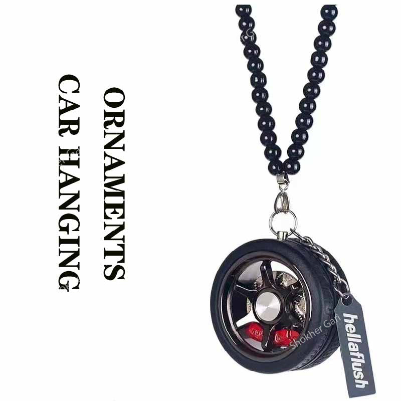 Wheel Car Mirror Rearview Hanging Chain image 3