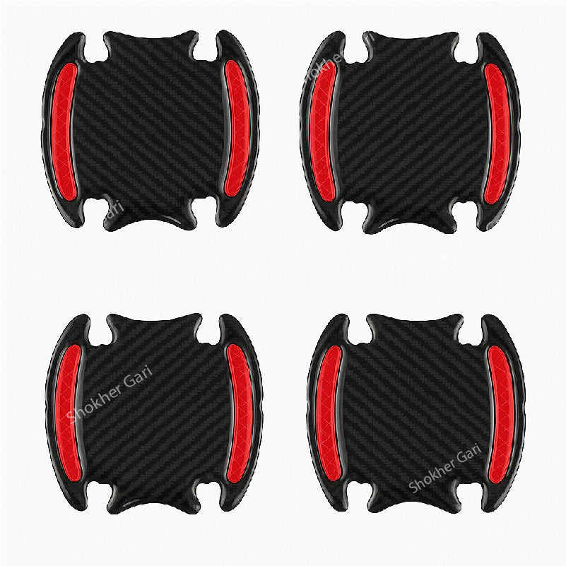 Reflective Door Handle Guard Sticker for Car Door 4 Pieces Set - Red image
