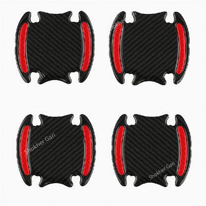 Reflective Door Handle Guard Sticker for Car Door 4 Pieces Set - Red image