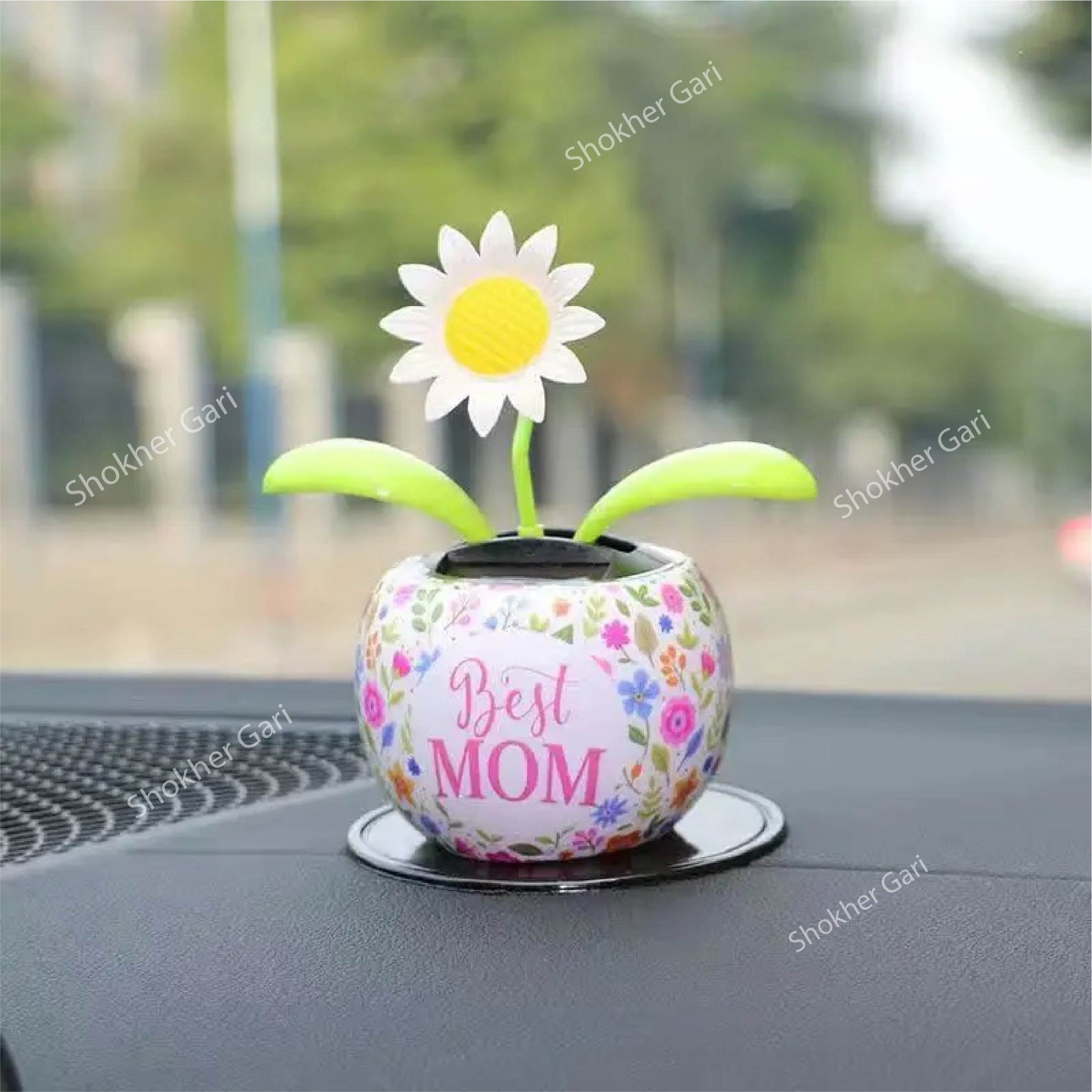 Solar Dancing Flower Nature  Shaking Head Toy Doll Dashboard Showpiece  - Sunflower image