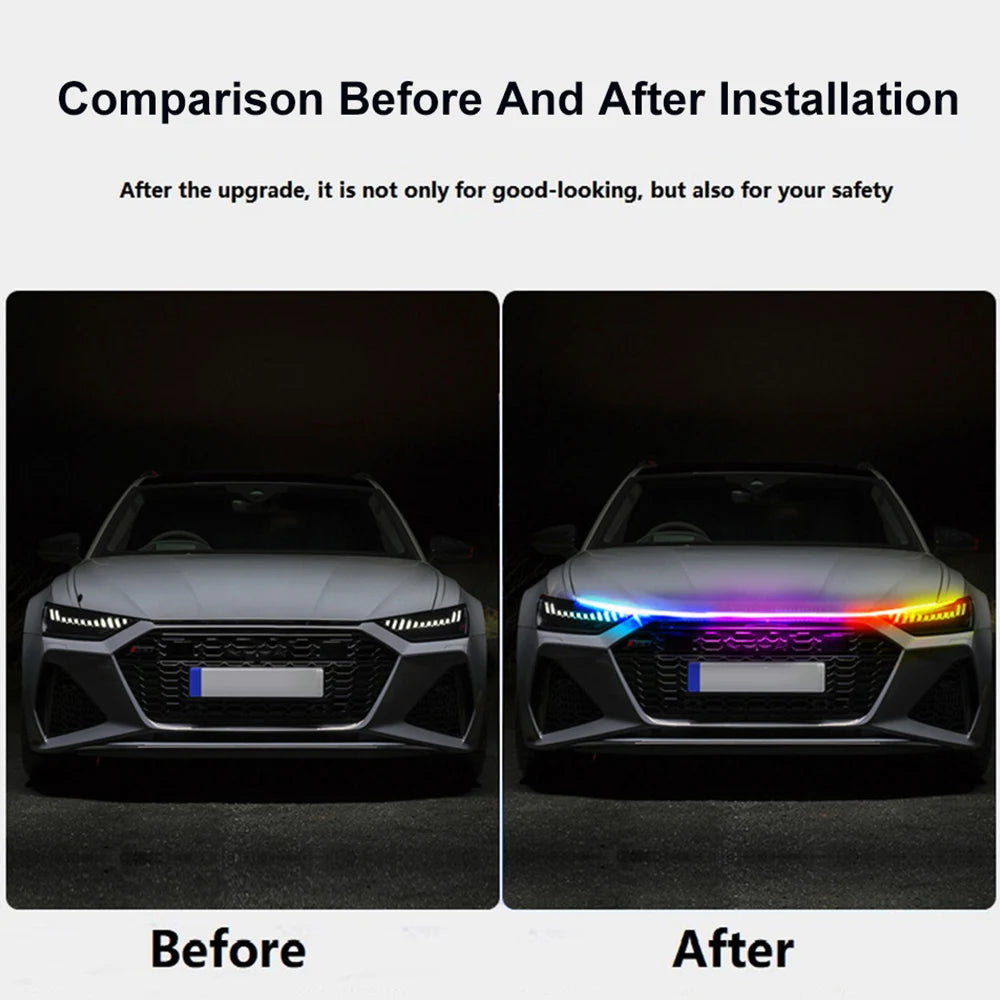 RGB Flowing Styling Car Hood Light LED Strip light - Remote And App Controlled image 6