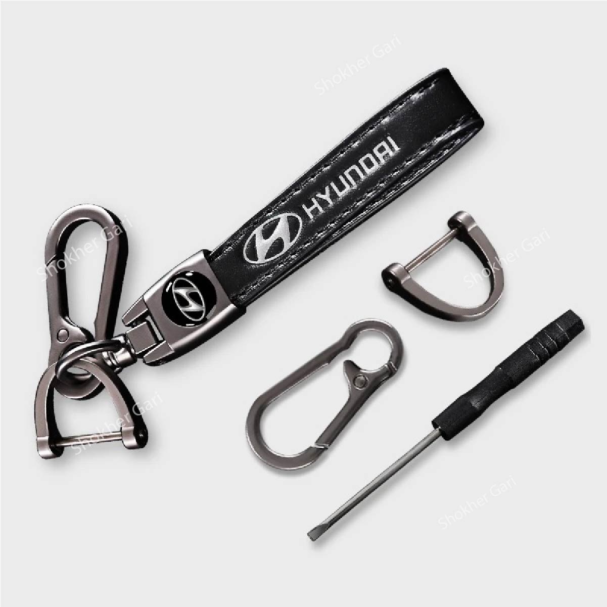 Luxury PU Leather Car Keyring - Hyundai image