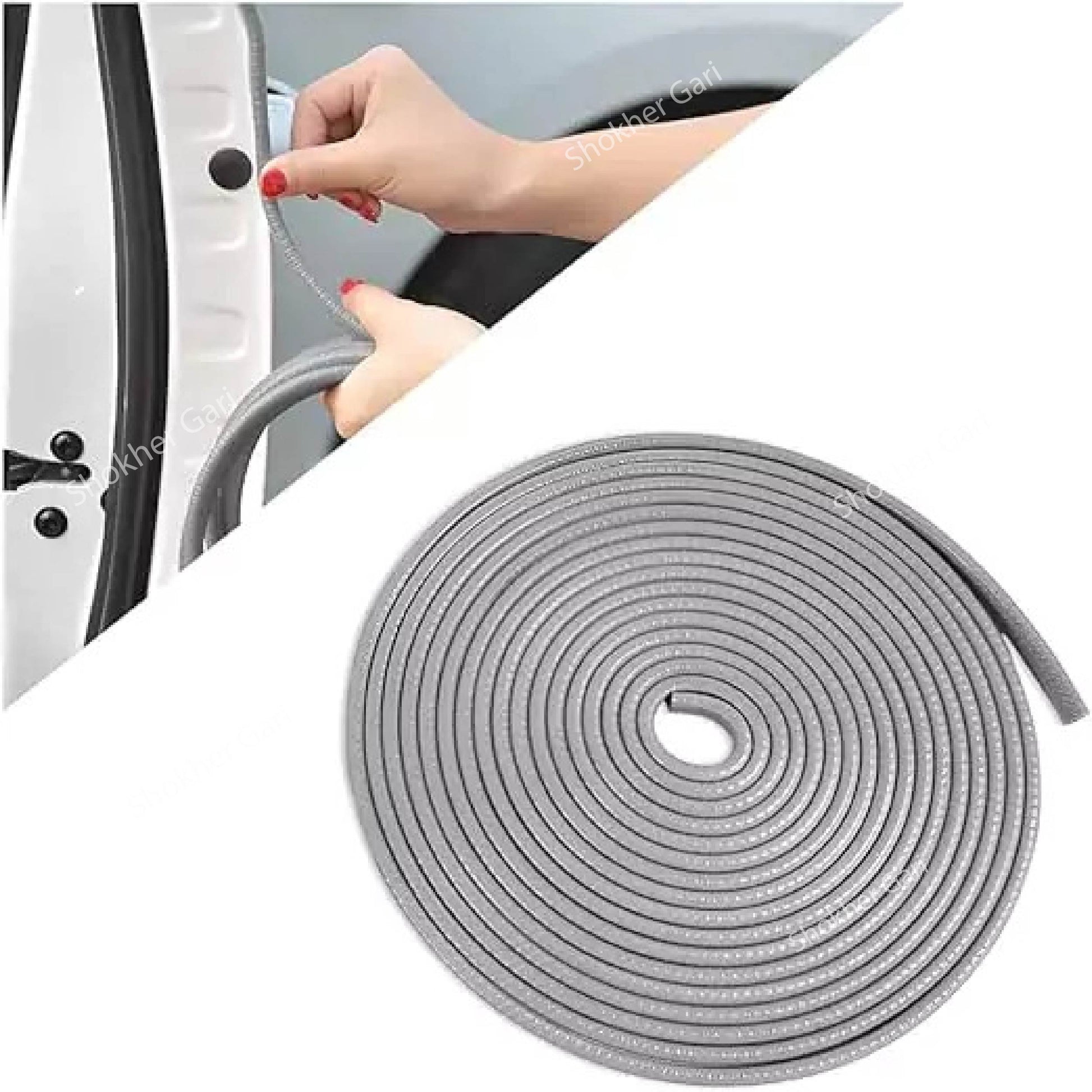Car Door Guard Shield - Strong Anti-Scratch Door Edge Guard- 5 Colours Bumper Door Edge Protector for 4 Door 17 Feet / 5 Metre - Ash image