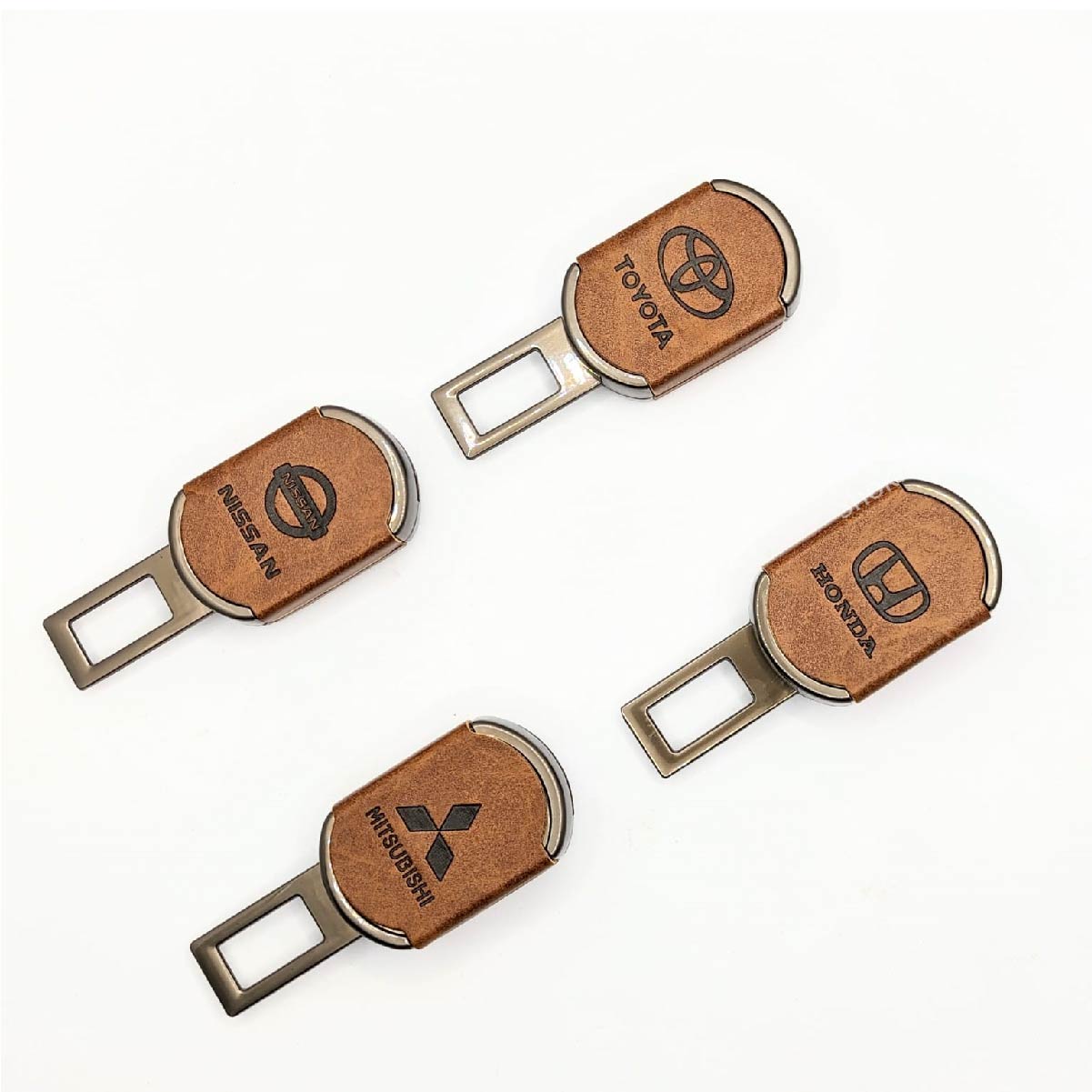 1pcs Brown PU Leather 2 IN 1 Seat Belt Clip image 4