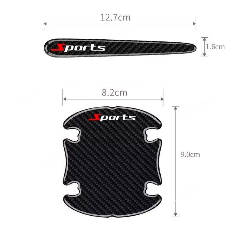 8 pcs set Sports Car Door Handle Bowl Cover Protector Sticker image 8